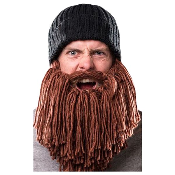 men warm wool beanie beard face mask crochet winter ski cosplay prop caps hats, black
